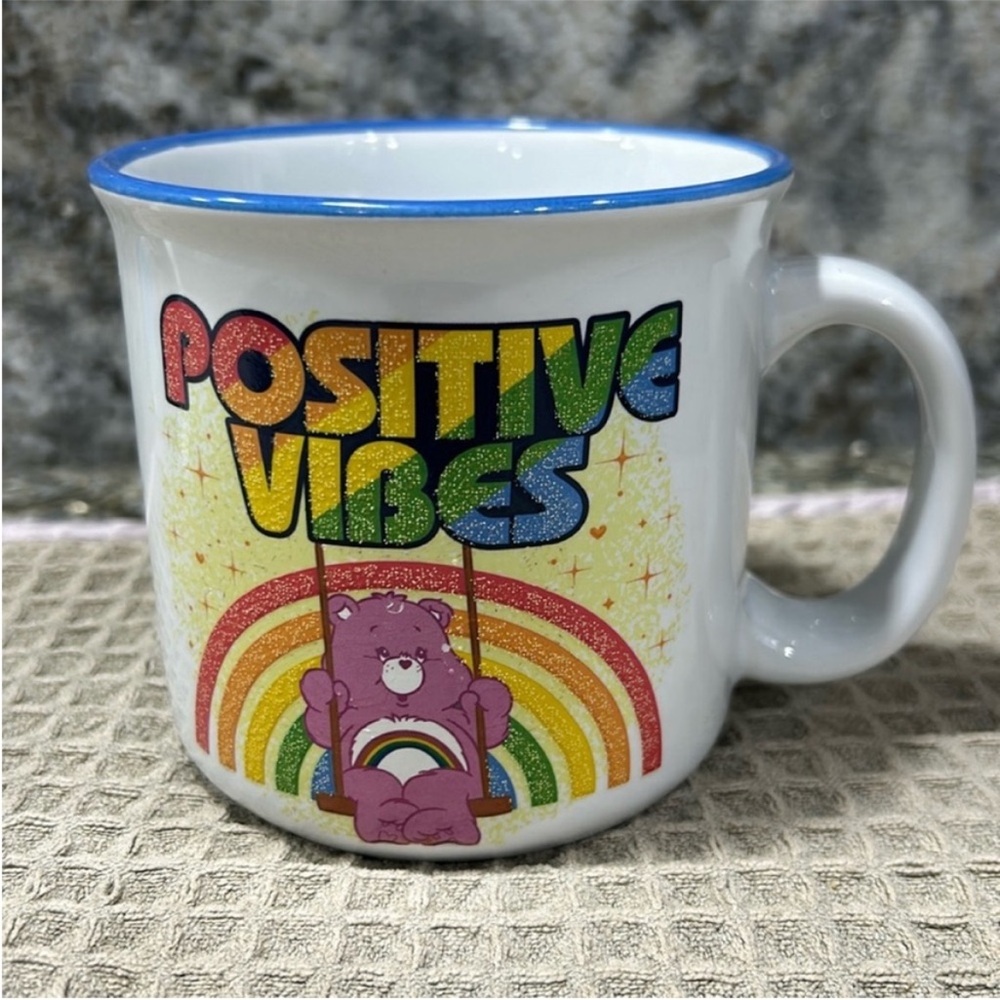 NWT Care Bears Positive Vibes Ceramic Mug Rainbow Coffee Cup